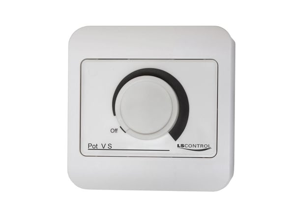LS CONTROL Potmeter POT V S 24V - 0-10V LSBOX85:ssä 1-napaisella kytkimellä. Min. lähtöjännite 0-4,5V, 15-30VDC/24VAC, 0-10V lähtö 10mA.