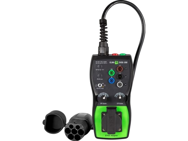 ELMA INSTRUMENTS Elma EVSE-200 -sovitin aktivoi lataustelineen simuloimalla sähköauton kytkentää.