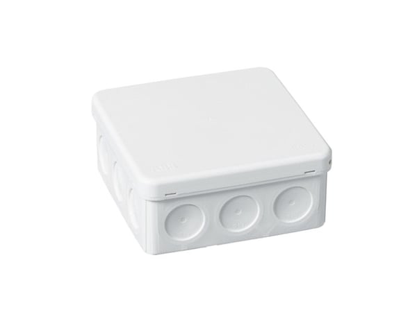 ABB Kopplingsdosa IP65, vit (RAL9003), halogenfri, 400V, -15...+60°C, 10xØ19mm membrankabelgenomföring, 105x105x46mm