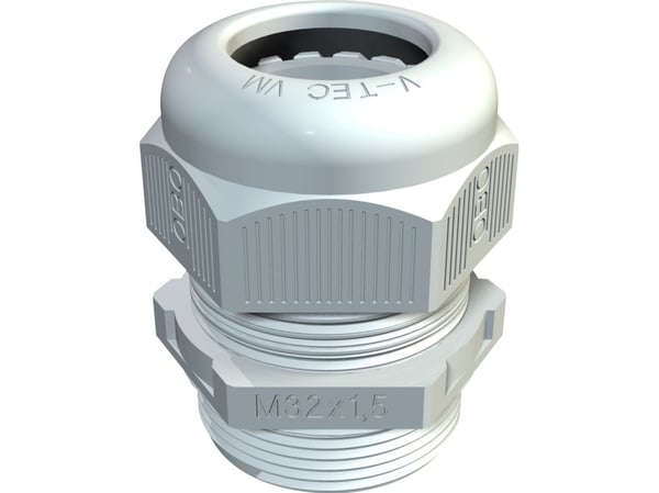 OBO Esijohdotus Täydellinen M12x1,5 kaapeli Ø 3,5-7 mm IP68 polyamidi vaaleanharmaa RAL 7035