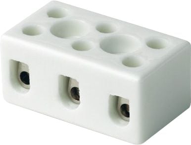 Kruunupistorasia posliini3P10 mm² (VDE 4 mm²)ja kiinnitysreikä Kxpxs: 20,0x39,0x23,0
