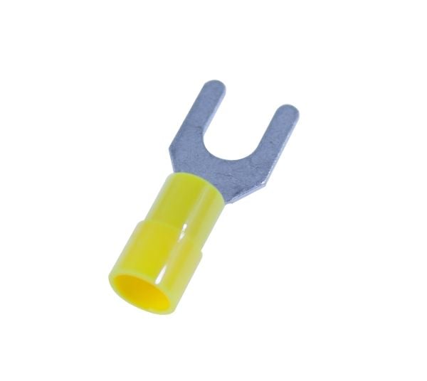 Haarukkavaijerin kiinnike keltainen 4.0-6.0mm² pultin reikä Ø6.4mm, pituus 32.7mmindv. halkaisija Ø6.8mm - (100 kpl)