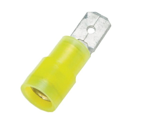 Pistorasia keltainen 4.0-6.0mm² 6.3mm, pituus 26.0mmindv. halkaisija Ø3.9mm - (100 kpl.)