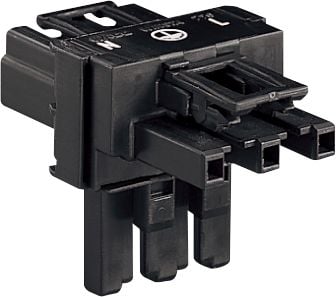 T-Stykke. 1 Han & 2 Hun, 3P Sort 2 låse