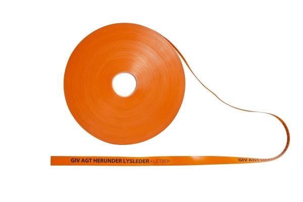 LETBÄK PLAST Merkintäteippi Oranssi 0,3 x 25 mm "Varo valonjohtimia", 250 metrin rulla. - (250 metriä)