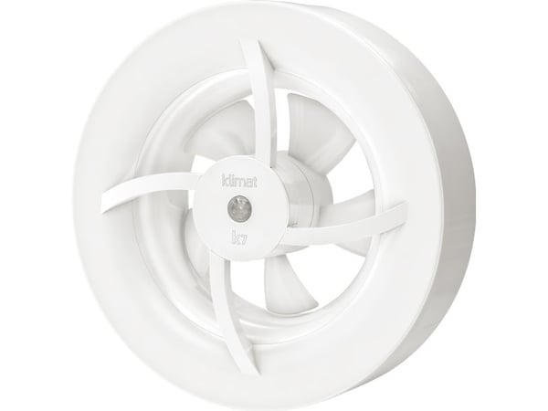 FRESH Ventilator Klimat K7, 7 toimintovaihtoehtoa jatkuvaan/manuaaliseen käyttöön, itsesäätyvä kosteusanturi tai PIR-anturi. Ilmamäärä 40-110 m³/h.