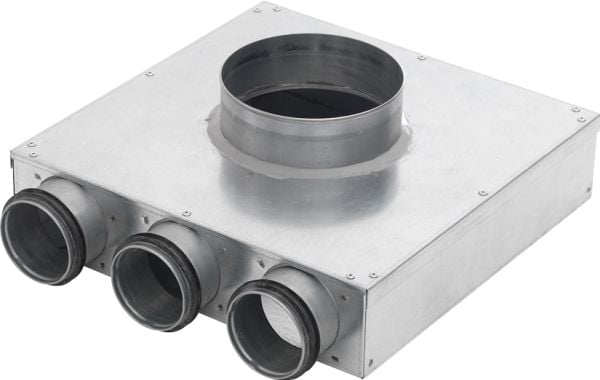 Ventilationsbox i PVCU Ø100 med 2 anslutningar Ø63