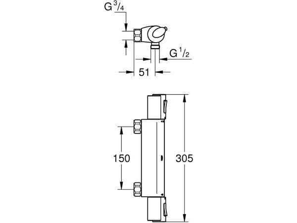 GROHE Grohtherm Nordic Termostatbatteri for dusj