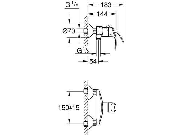 Grohe Eurosmart - Etgrebsbatteri til brus - Krom - 33555002