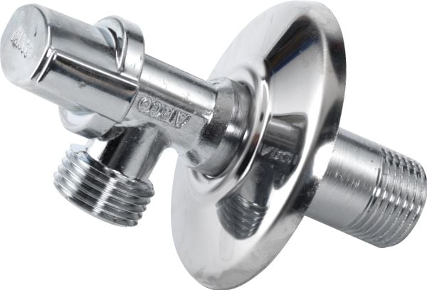 Arcofix vinkelventil uden omløber lang 1/2" x 1/2" med roset