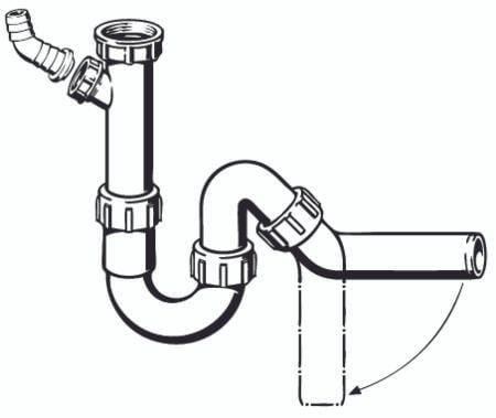 VIEGA Keittiön vesilukko 1 1/4" Ø40 mm letkuliitännällä ilman puhdistustulppaa