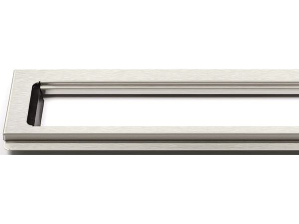 UNIDRAIN ClassicLine -kehys 600 mm ruostumatonta terästä linjaviemäreille, kehyksen korkeus 12 mm.