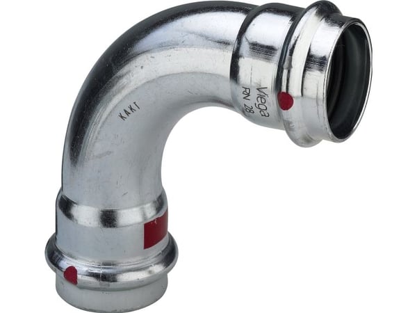 Viega Prestabo 90° böj 42 mm muff/muff SC-kontur, olegerat stål