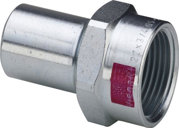 VIEGA Prestabo indstikstykke nippel/muffe ½"x22mm, af ulegeret stål Indvendigt gevind, SC-contur