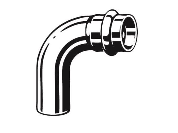 VIEGA Inox böj 90 grader 35 mm muffe/ bröstnippel SC-Contur rostfritt stål
