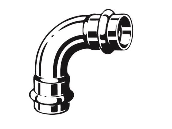 Viega Inox 90° böj 28 mm hane/hane SC-Contur