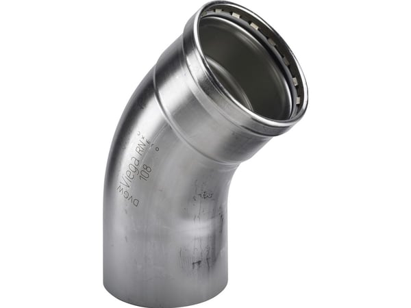 VIEGA Inox bøjning 45 grader 76,1mmINOX, rustfri stålmuffe / nippel, SC-Contur