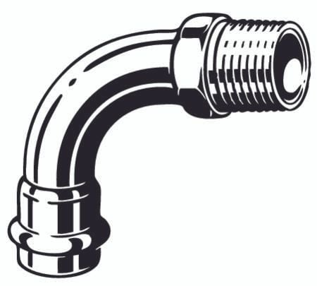 VIEGA Inox 90-graders böj ¾"x22 mm Inox muff/ muffnippel, SC-Contur