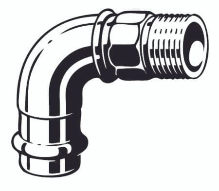 VIEGA Sanpress böj ¾"x18mm 90 grader rödgods SC-Contur med muff/anslutningsnippel