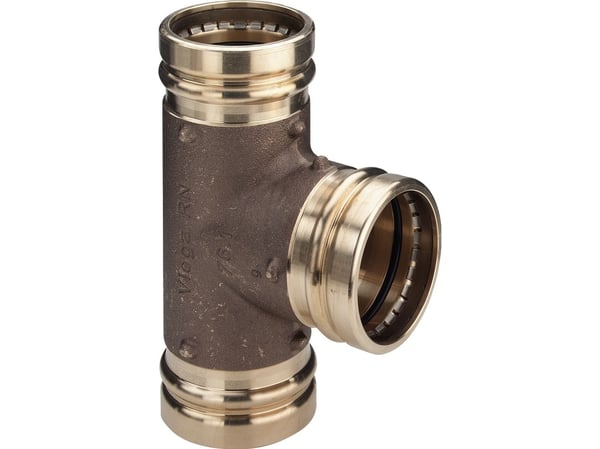 VIEGA SANPRESS XL-tee 76 mm i röd mässing med SC-Contur