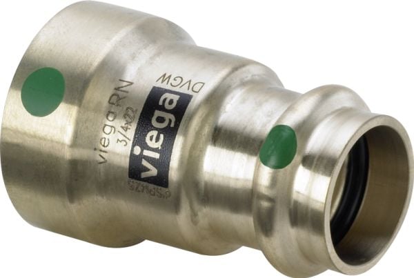 Viega Megapress övergångsstycke för dricksvatten - för mellan galv. stålrör och Sanpress Inox. Tillverkat i rödgods. SC 15 mm x ½" Megapress