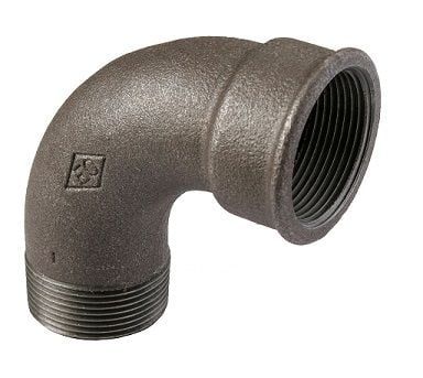 Vinkel sort 1 90 grader muffe / nippel