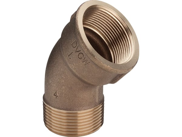 VIEGA vinkel 1/2" rödmässing 45 grader muff/nippel
