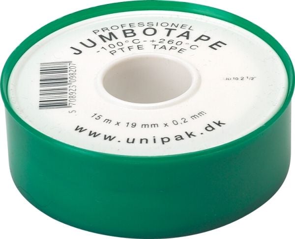 UNIPAK Jumbotape 15mx19mmx0,200mmtilkosteaa, kuivaa ja varmaaTilstore gevindTemperaturområdefra -200°C til +160°C