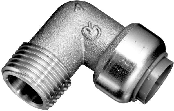 Roth vinkel 90° 18 mm x 1/2" nippel rustfri stål