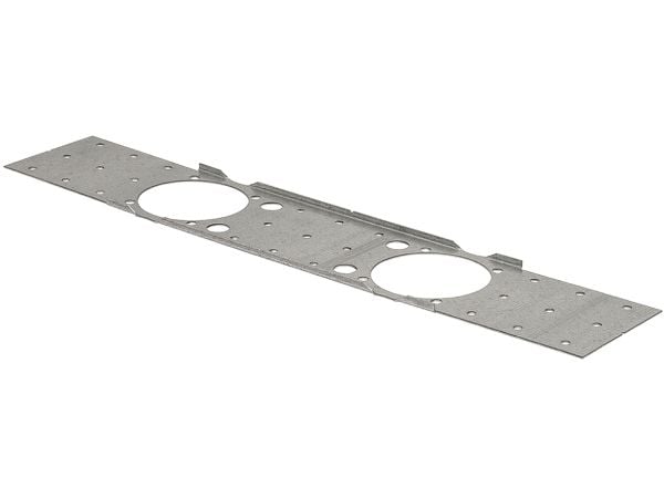 Erittäin leveä metallinen asennuskannake Uponor-liitäntärasioille, joissa on ruuvinreiät (D4 mm), c/c 150 m, korkeus 70 mm, leveys 360 mm,