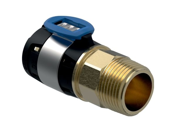 Geberit FlowFit overgang med udvendigt gevind: CuZn21Si3P, d=20mm, R=3/4"