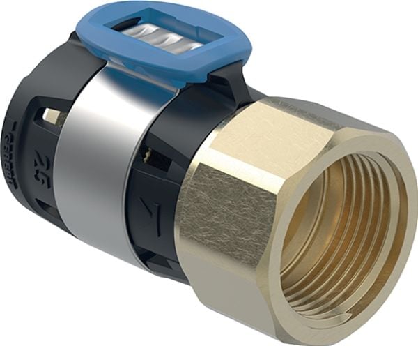 Geberit FlowFit övergång med invändig gänga: CuZn21Si3P, d=25 mm, Rp=3/4"