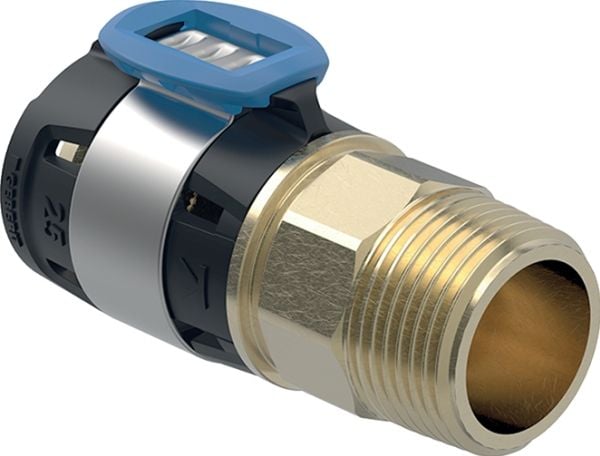 Geberit FlowFit övergång med utvändig gänga CuZn21Si3P d=25 mm R=1"