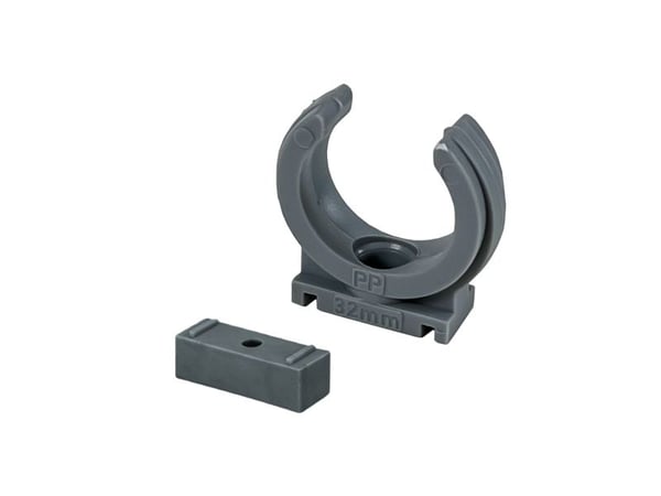 Wafix rörhållare 40 mm med avståndsklods grå
