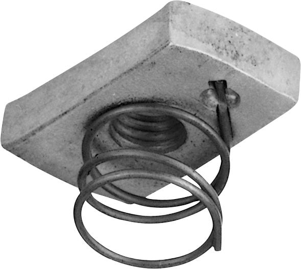 WALRAVEN profilmutter med M10-gänga, med kort 13 mm fjäder, varmgalvaniserad