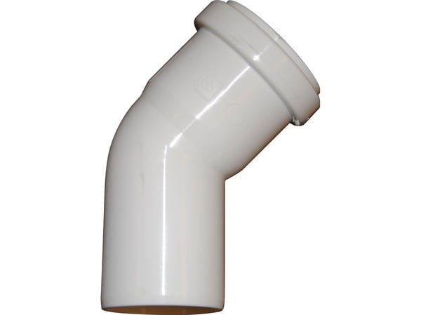 HTP bøjning 45 grader 50 mm med 1 muffe hvid