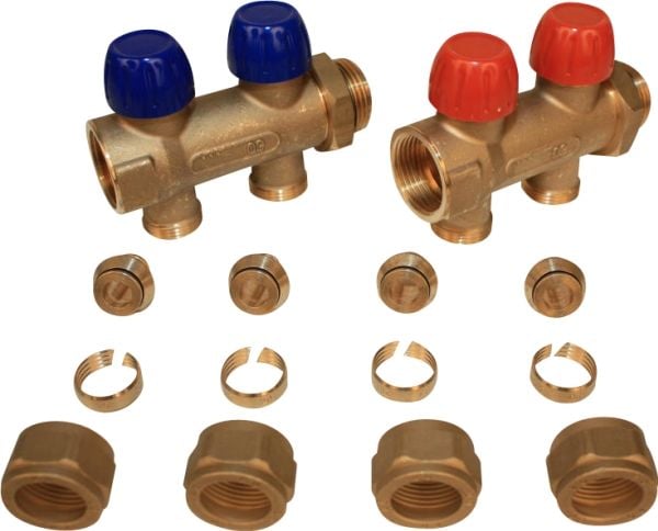 Wavin Tigris fördelarrörssats 1" 2-vägs inkl. 20×2,0 mm Pex kopplingssats
