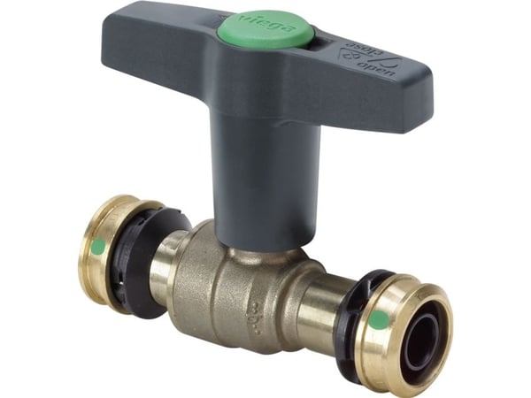 VIEGA Raxofix Easytop kuglehane. Ventilhus af siliciumbronze. 20mm Raxofix pres tilslutning. Højt plast t-greb
