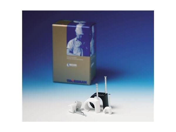SCHNEIDER ELECTRIC runda clips TC-C5M vit, Ø2,0/30/17 mm söm i syrafast rostfritt stål, kat. C5M (100 st.)