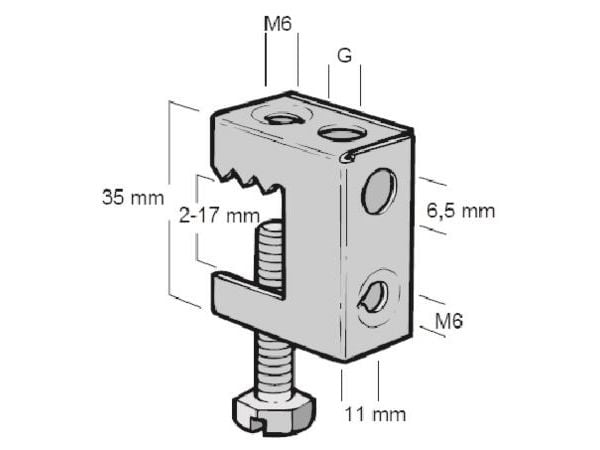 WALRAVEN Bjælkeklemme kombi M6/Ø11 mmKlembredde 2-17 mm, max 550 NDeltatone 9000 behandlet stål