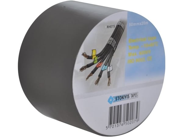 Stokvis PVC tape 50mmx20m - Grå, isoleringstape m/kraftig klæber t/høj & lav temperatur