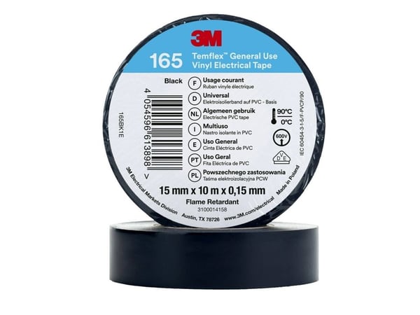 3M 7100184723, 1 stykker, Sort, PVC, 600 V, Blister, 10 m