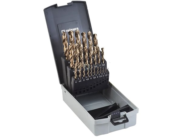THÜRMER TOOLS Metallipora HSS CoboltBoreset1,0-13,0mm 0,5mm jousivivulla teräskotelossa