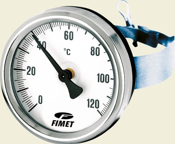 PÅSPÆNDINGS TERMOMETER TCF-63 0-120GRC Ø66mm hus. Til rør størrelse 30-76mm
