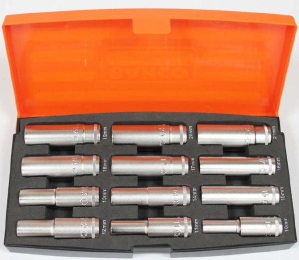 Bahco topsæt 1/2” lange, S1612L, 12 dele