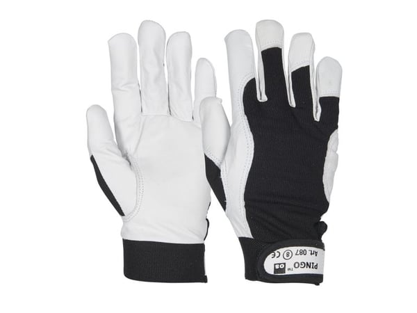Tekniker handske natur skind størrelse 9, overhånd fibertex krave med elasik og velcro - (12 par)