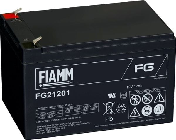 ACTEC Fiamm lyijyakku 12v/12Ah hälytys- ja varmuuskopioakku, jossa on lapion kenkä 4.75mm/Faston 187 - Lx151xW98xH95mm - Lx151xW98xH95mm