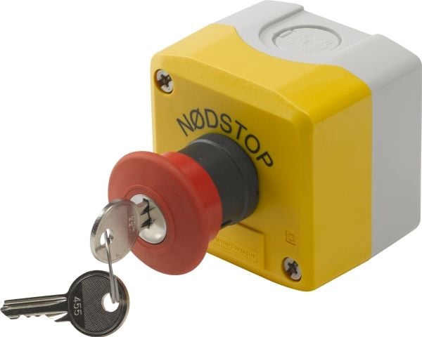 Nödstoppbox Ø40 med nyckel 1NO/2NC "EMERGENCY STOP"