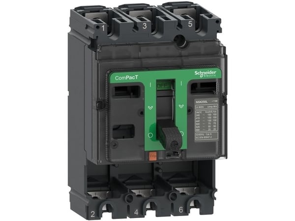 Maksimalafbryder uden strømrelæ, ComPacT NSX160N, 50 kA ved 415 VAC 50/60 Hz, 160 A, 3-puolainen