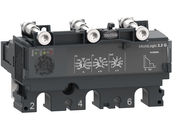 SCHNEIDER ELECTRIC MicroLogic 2.2 G tehorele ComPacT NSX 100/160/250 katkaisijoille, elektroninen, nimellisvirta 100 A, 3-napainen 3 suojattu